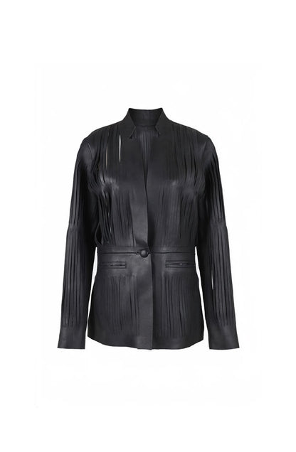 Ayla Leather Blazer Black