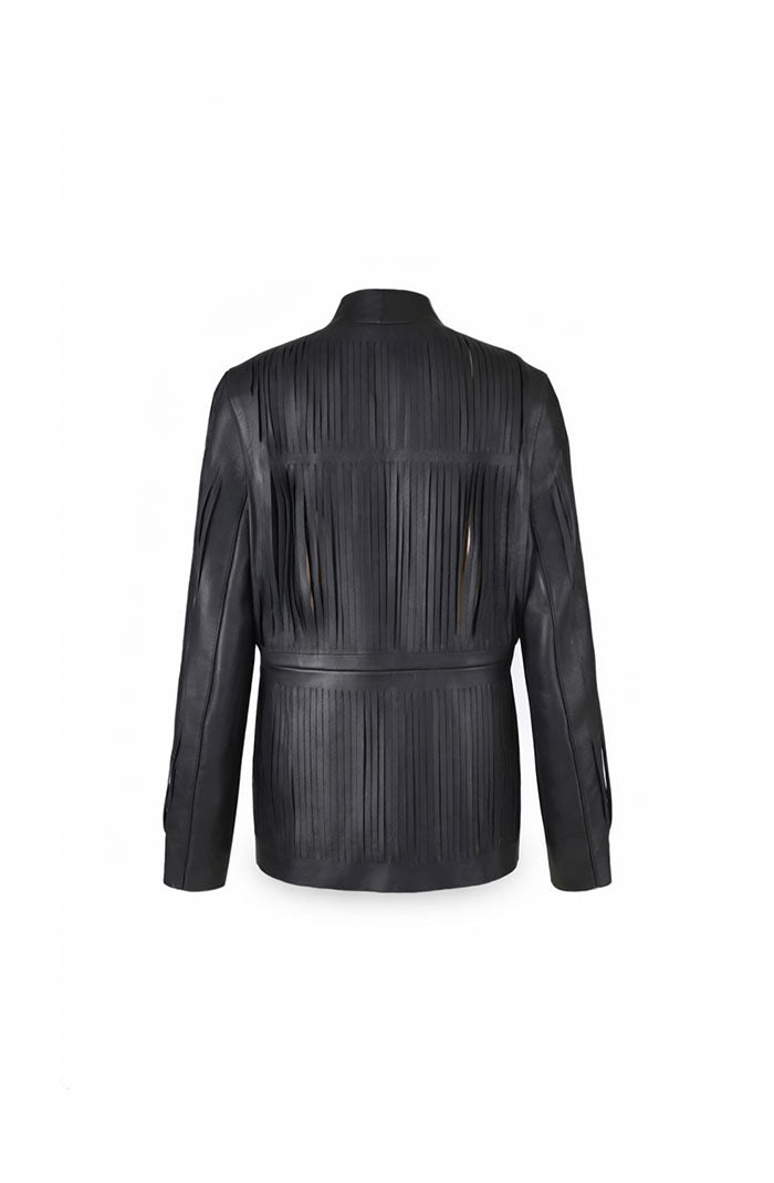 Ayla Leather Blazer Black