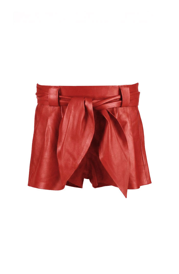 Moonbow Leather Shorts Red