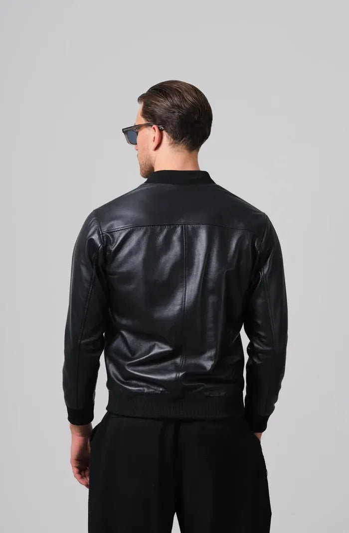 Bailey Bomber Leather Jacket Black