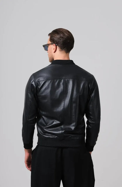 Bailey Bomber Leather Jacket Black