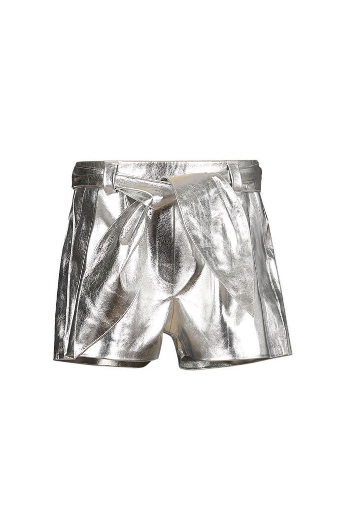 Moonbow Leather Shorts Silver
