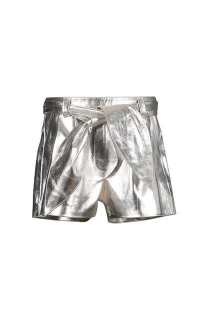 Moonbow Leather Shorts Silver