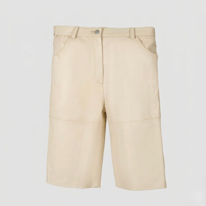 Callie Leather Bermuda Shorts Butter Yellow