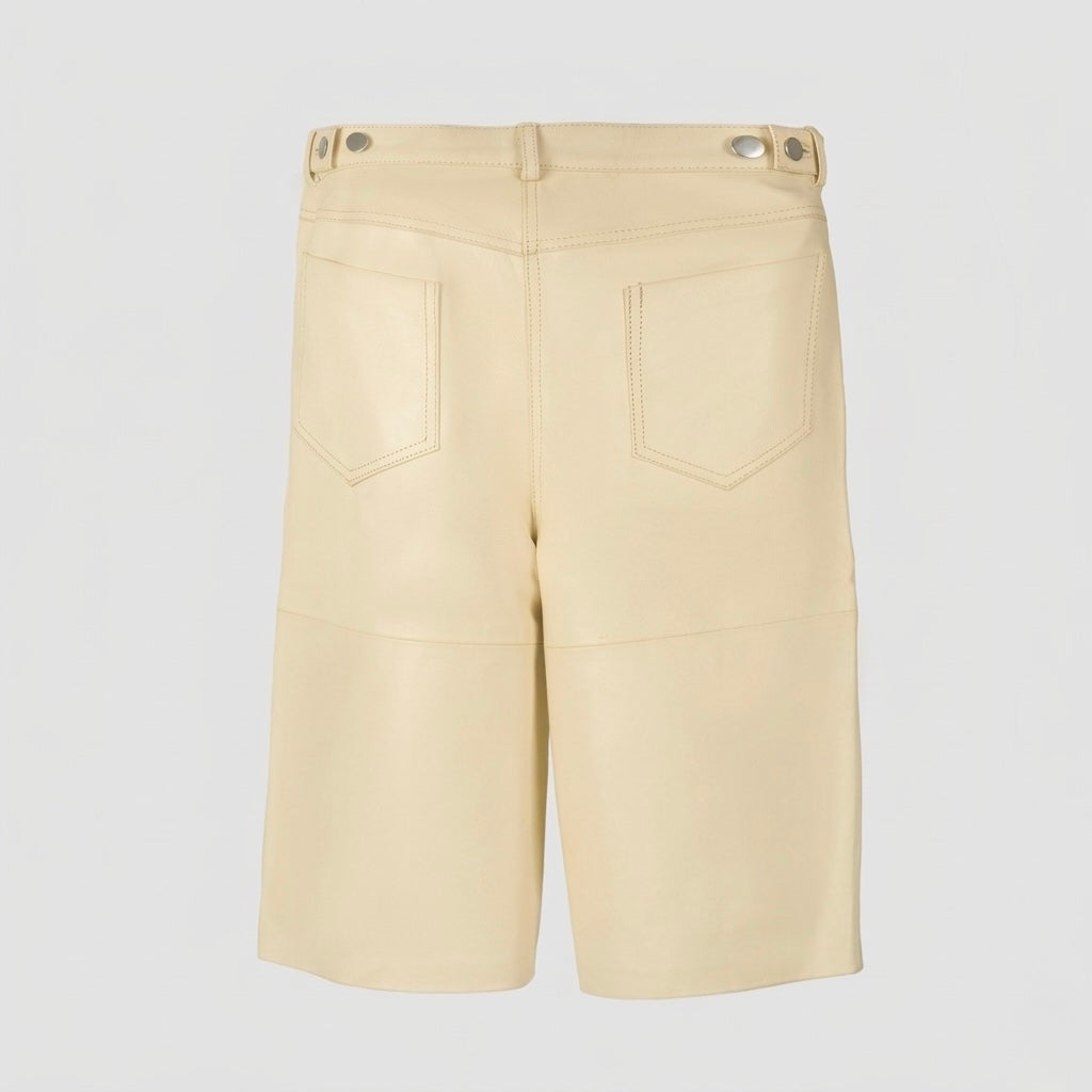 Callie Leather Bermuda Shorts Butter Yellow