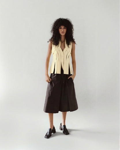 Brianna Leather Vest Butter Yellow