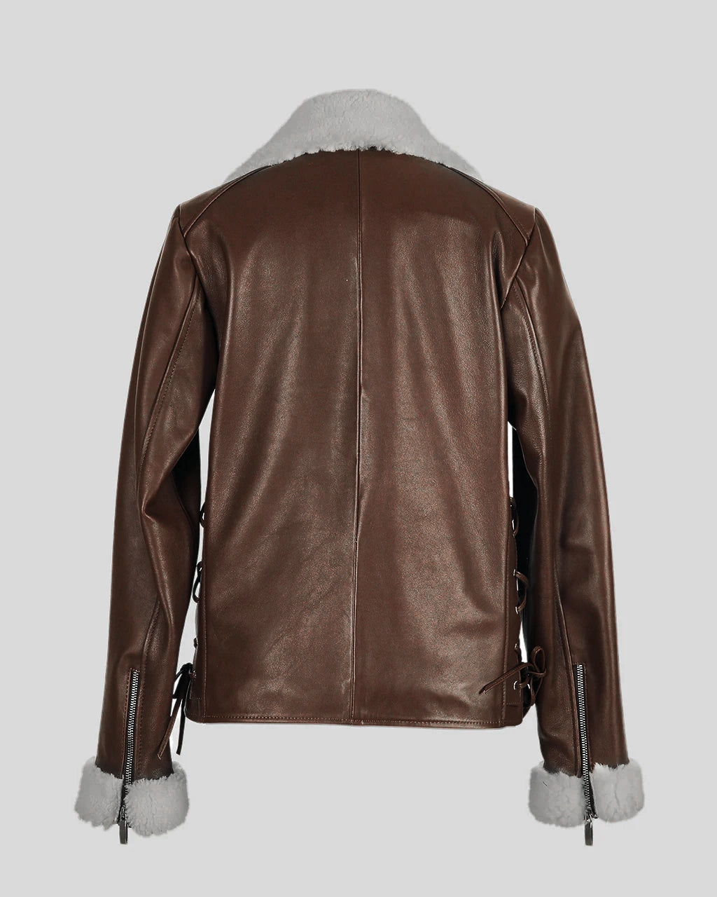 Gaia Shearling Leather Jacket Brown