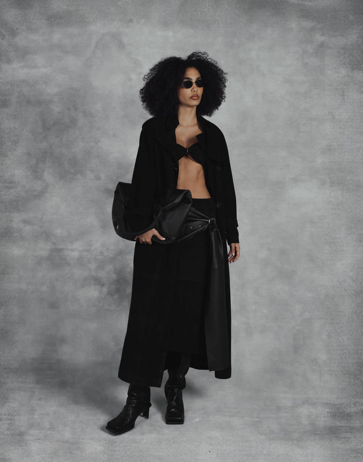 Astrid Suede Coat Black