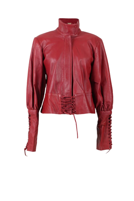 Jade Leather Jacket Red