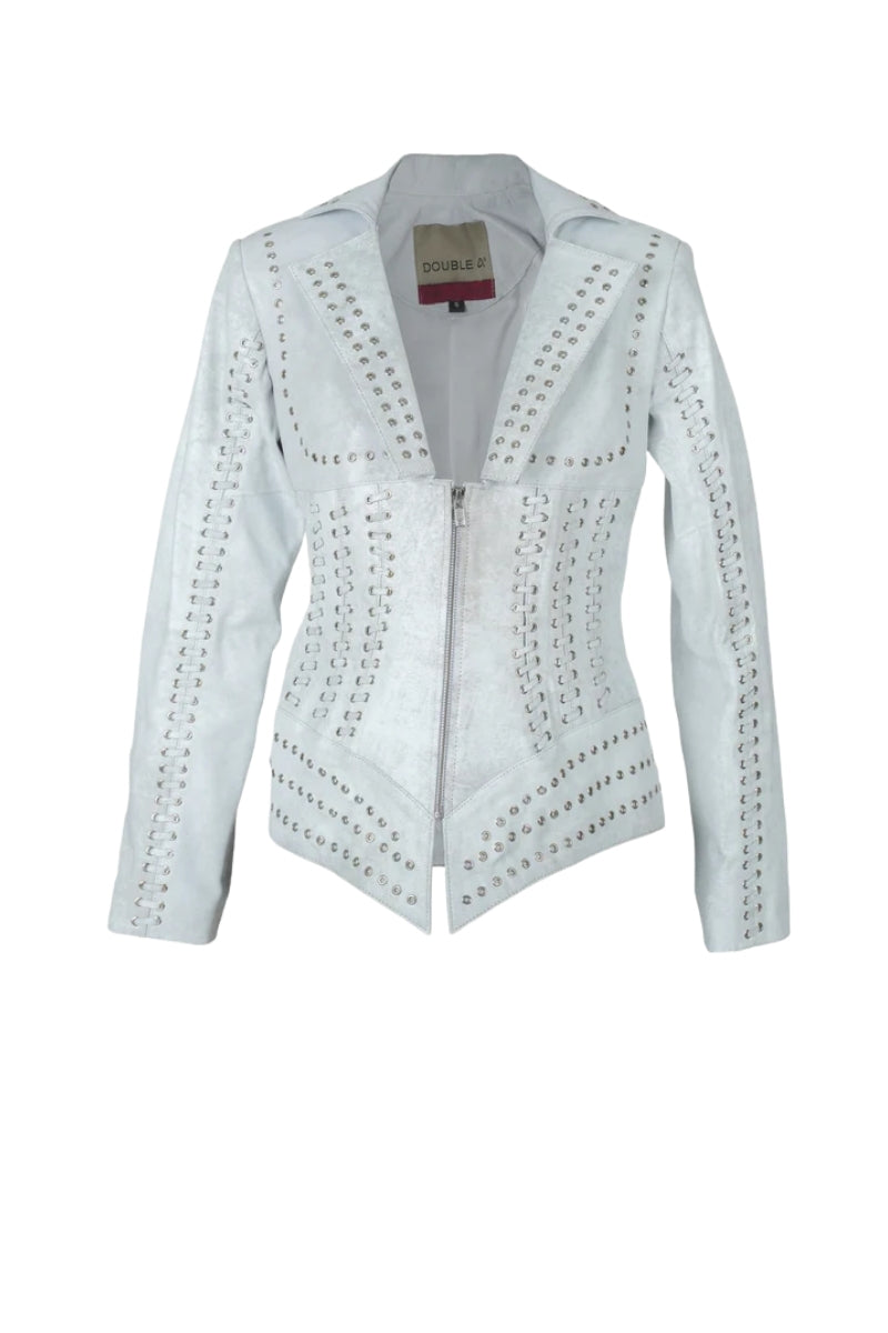 Kayla Leather Jacket Washed White