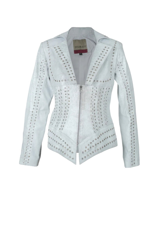 Kayla Leather Jacket Washed White
