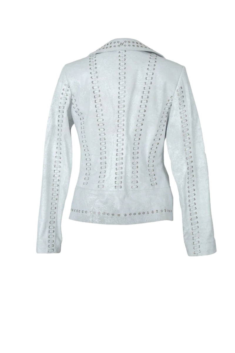 Kayla Leather Jacket Washed White