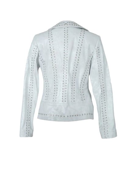 Kayla Leather Jacket Washed White