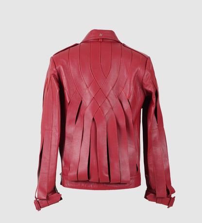 Brianna Oversized Leather Jacket Red