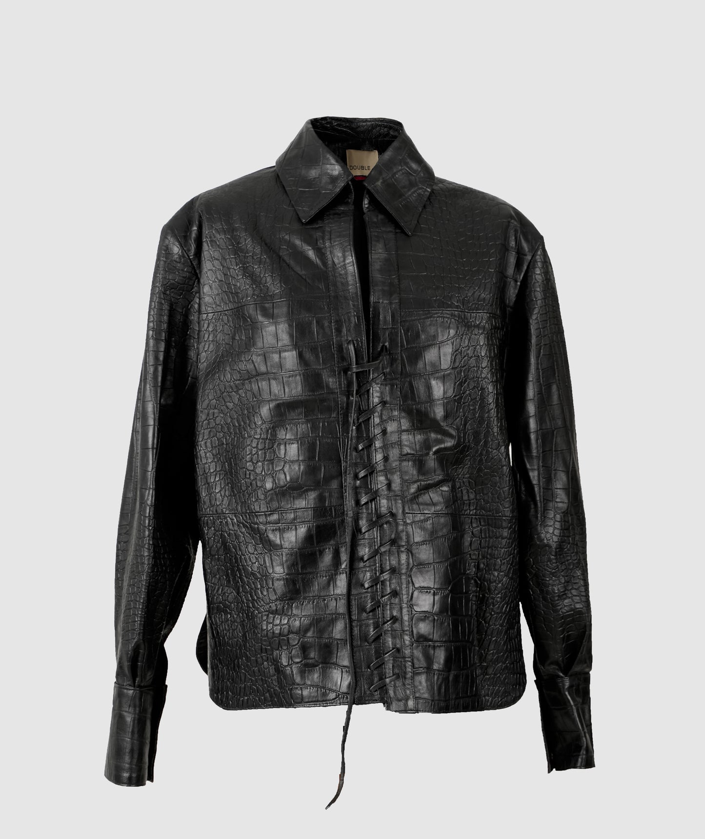 Liana Leather Shirt Black Croc