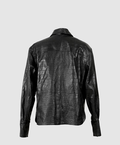 Liana Leather Shirt Black Croc