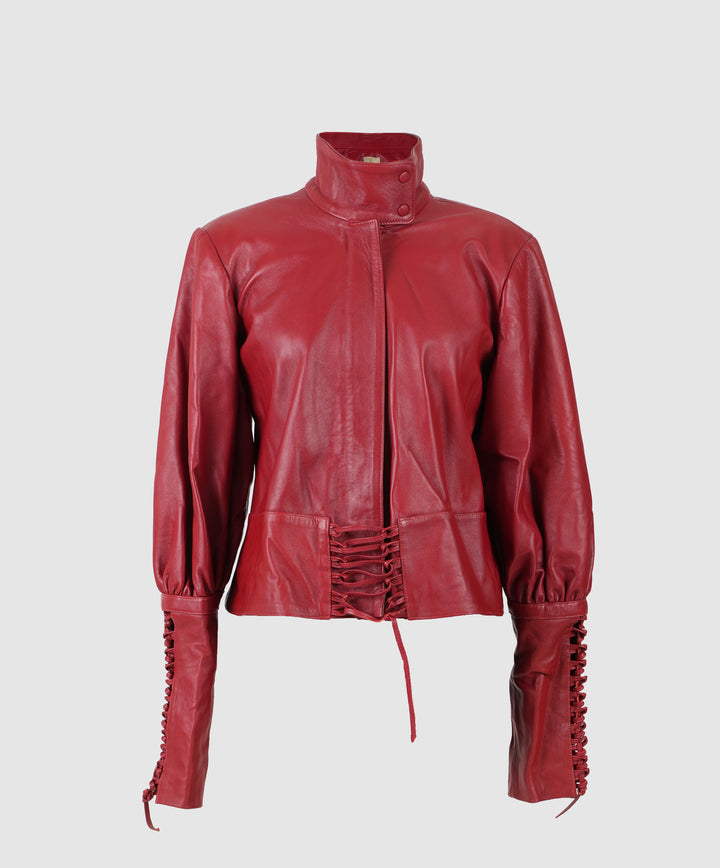 Jade Leather Jacket Red