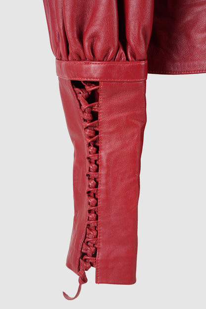 Jade Leather Jacket Red