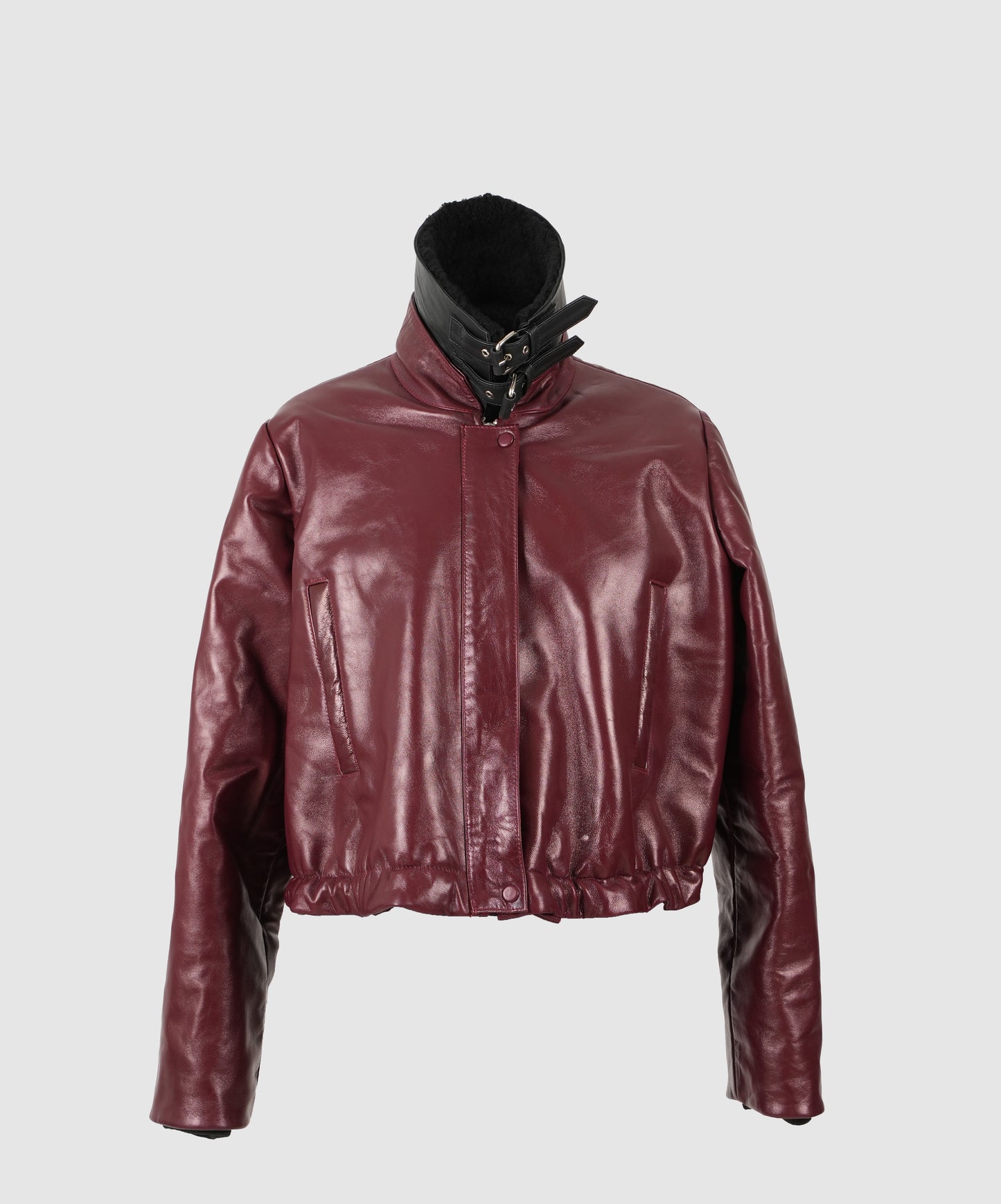 Jasper Leather Bomber Jacket Burgundy