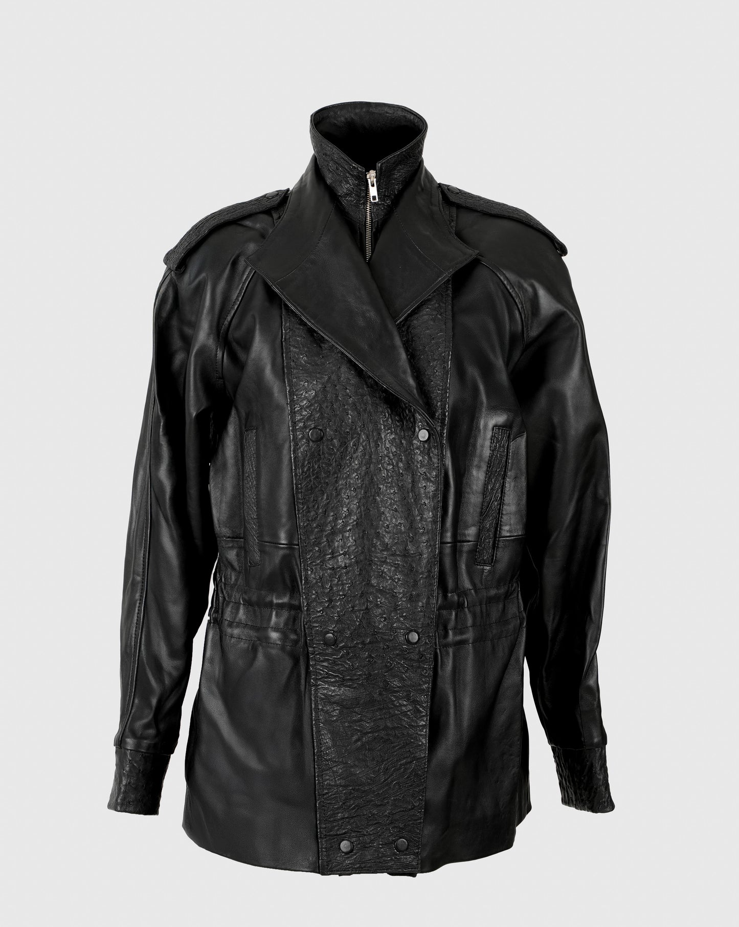 Gavin Leather Jacket Ostrich Black – Limited Edition