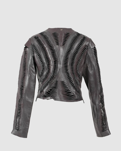Kiara Leather Jacket Pewter