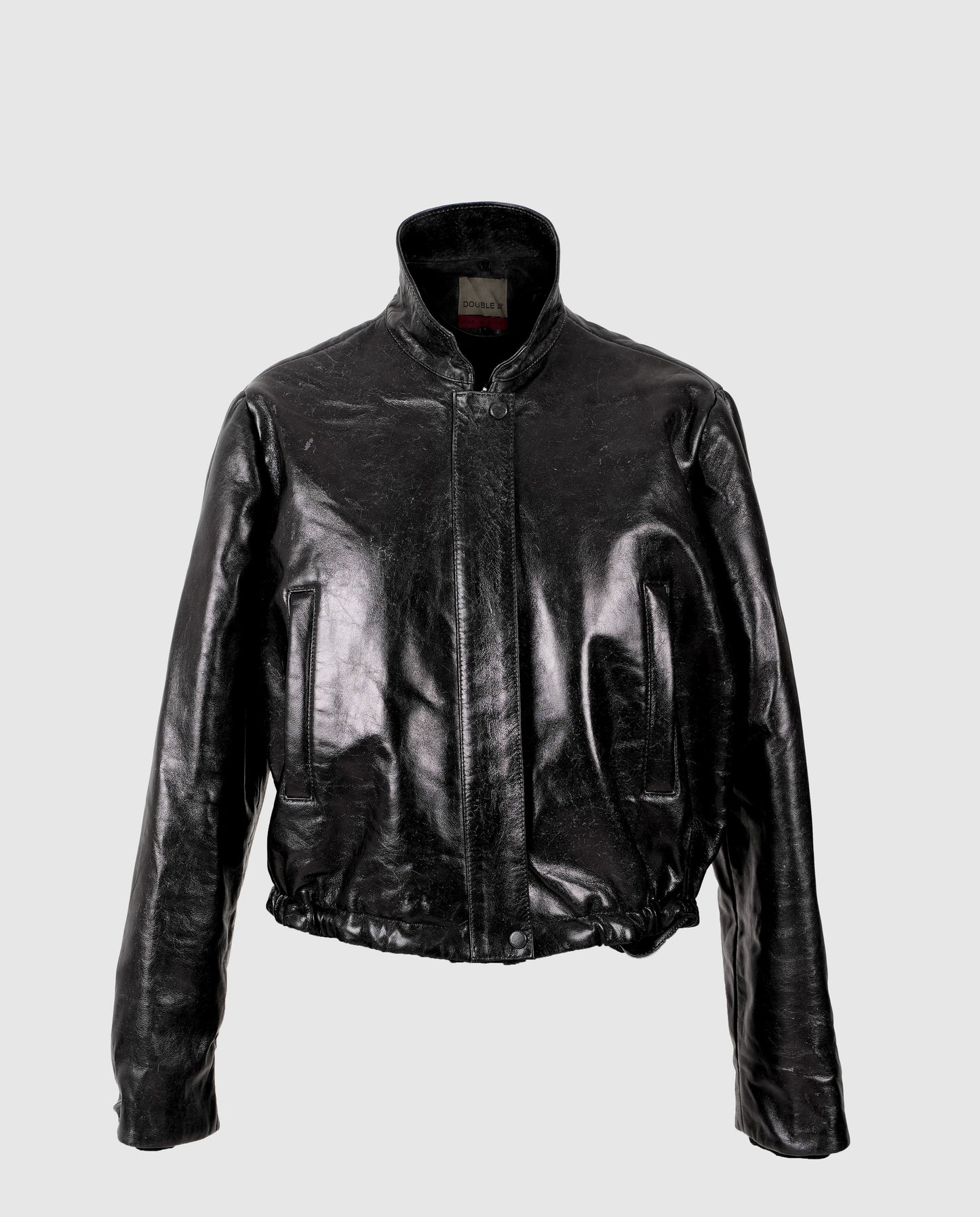 Jasper Leather Bomber Jacket Glossy Black