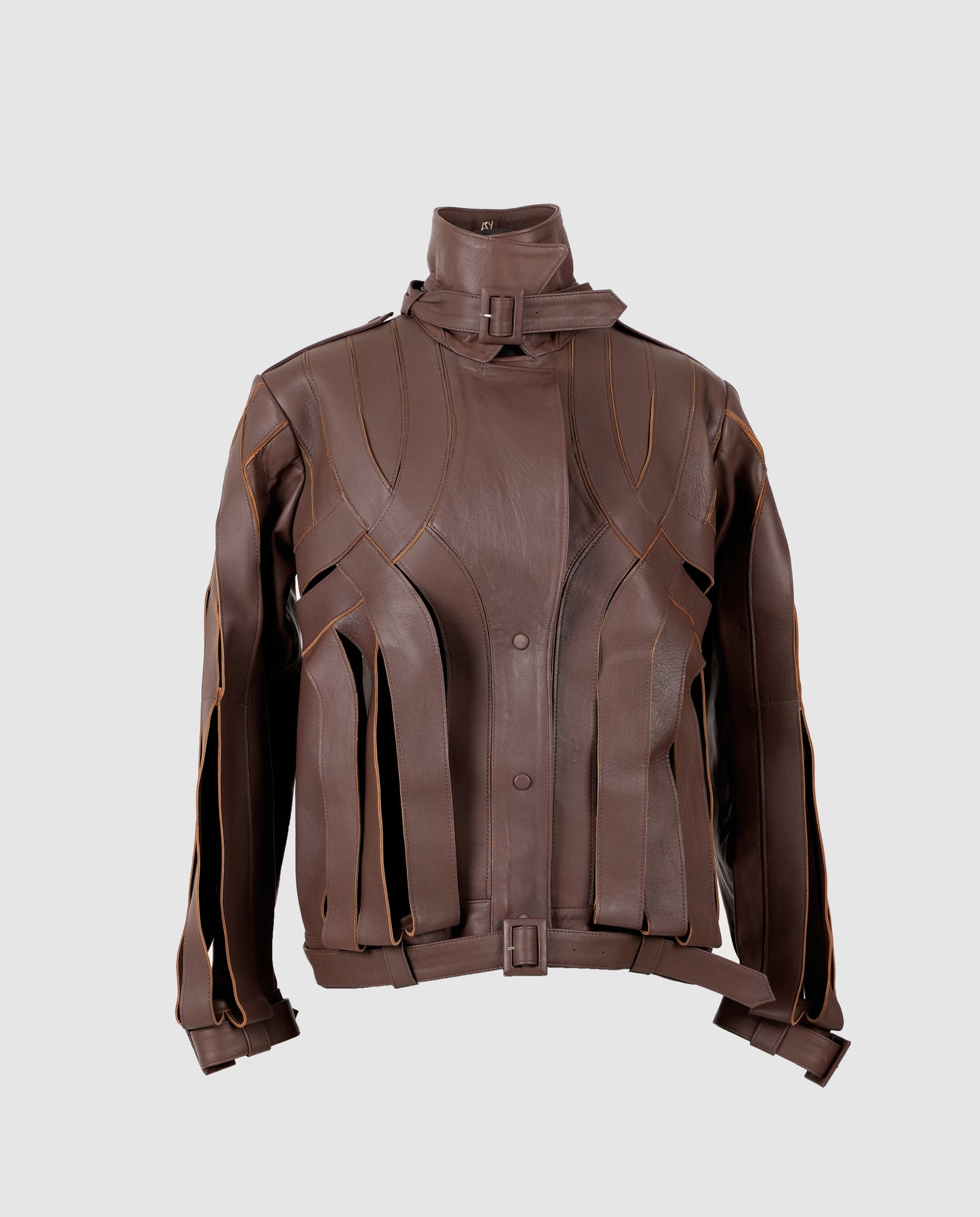 Brianna Oversized Leather Jacket Brown