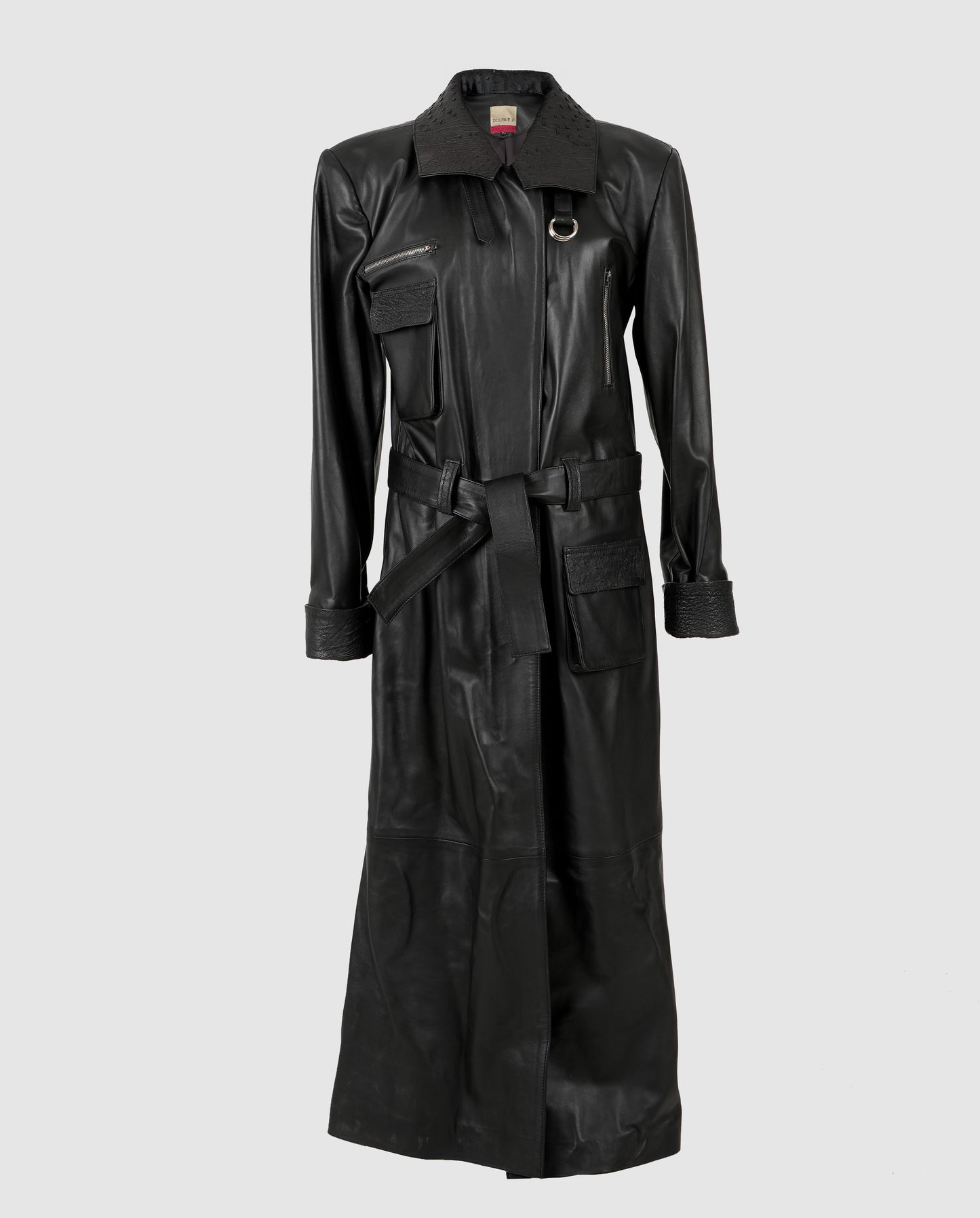 Austin Leather Coat Ostrish Black - Limited Edition