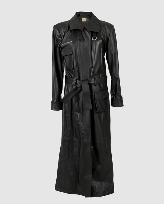 Austin Leather Coat Ostrish Black - Limited Edition
