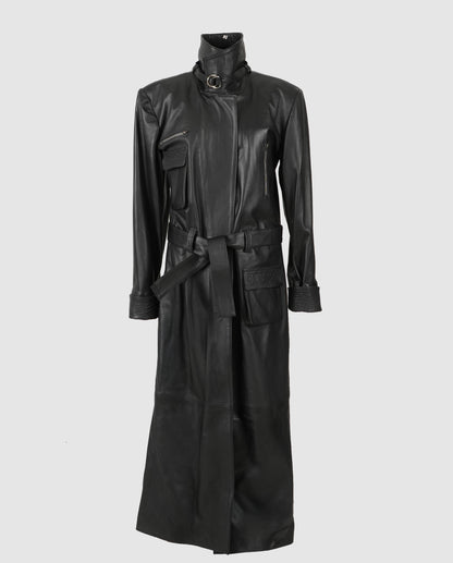 Austin Leather Coat Ostrish Black - Limited Edition
