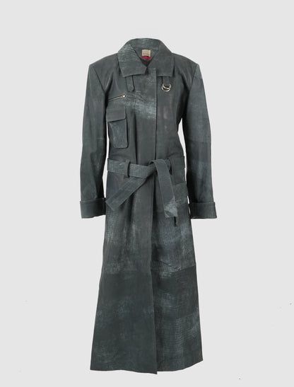 Austin Leather Coat Washed Grey