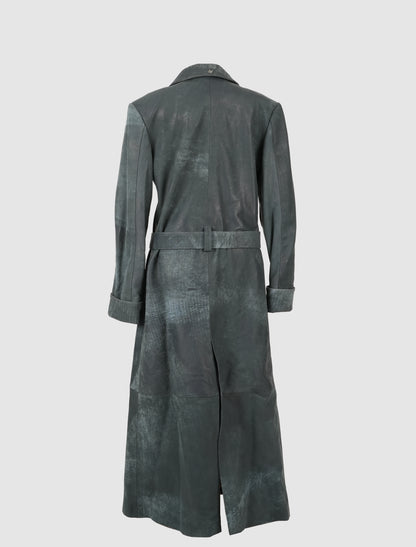 Austin Leather Coat Washed Grey