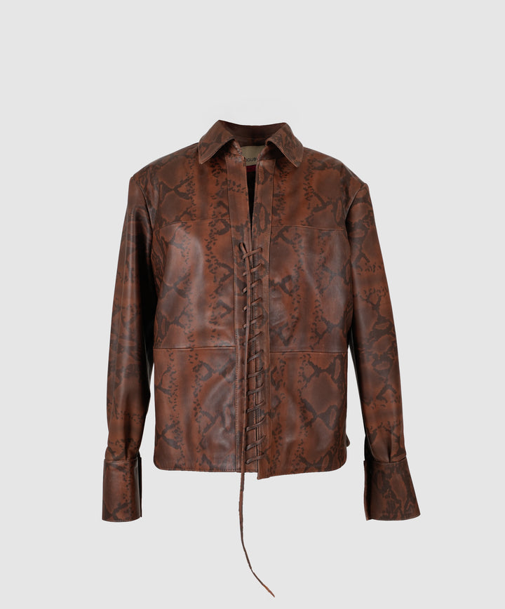 Liana Leather Shirt Snake Print
