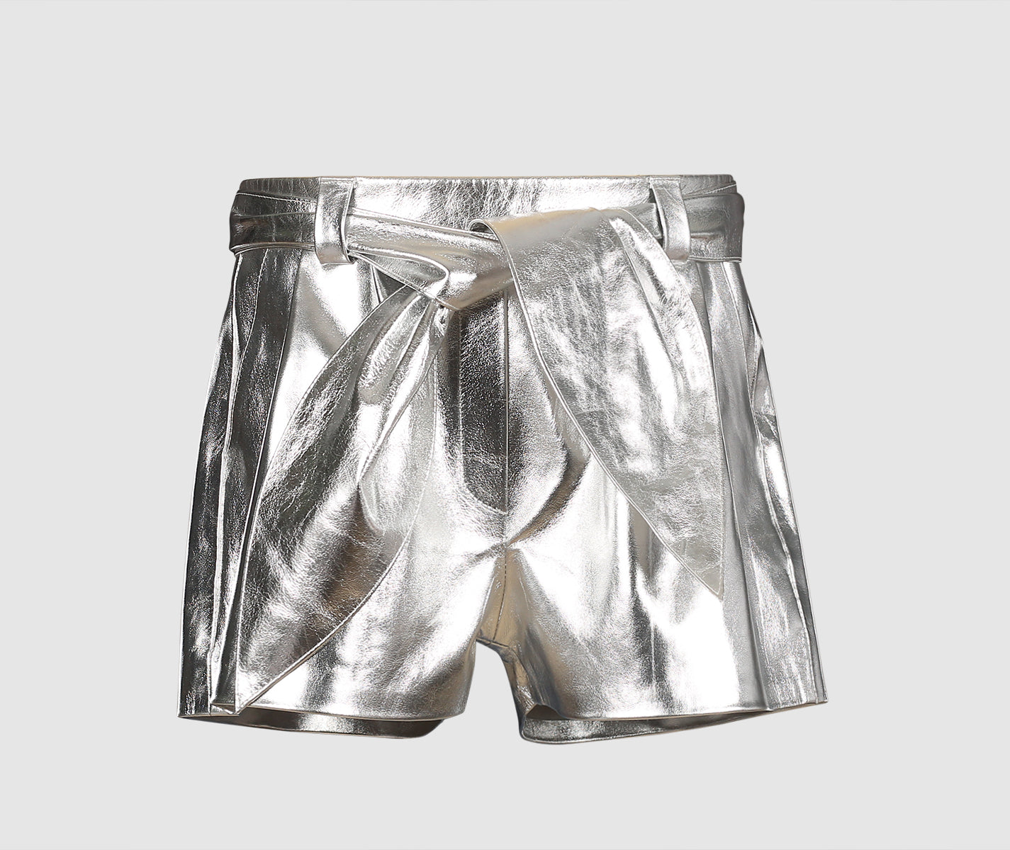 Moonbow Leather Shorts Silver