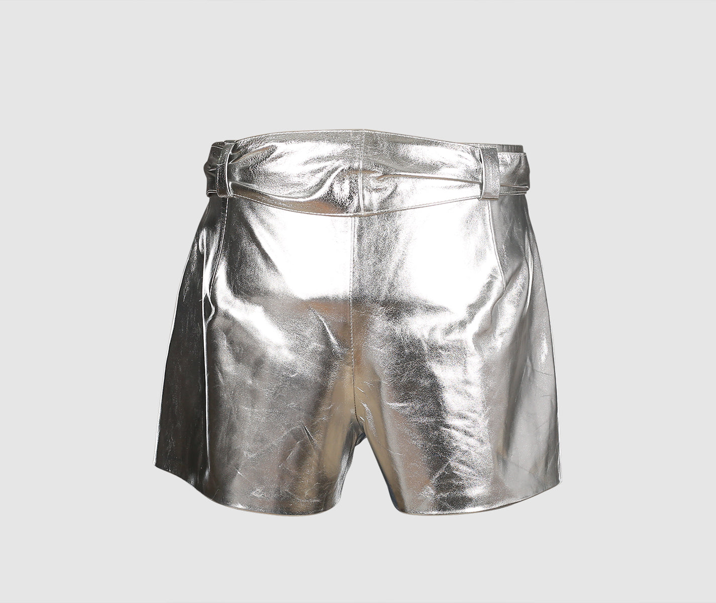 Moonbow Leather Shorts Silver