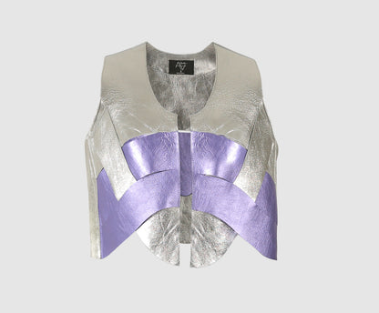 Nox Leather Vest Silver x Electric Purple