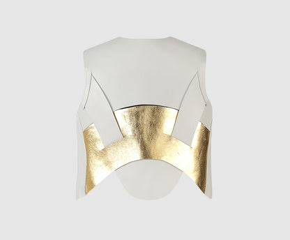 Nox Leather Vest White x Gold