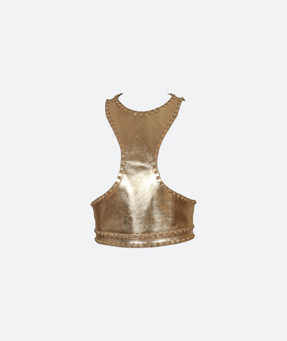 Orial Leather Vest Gold