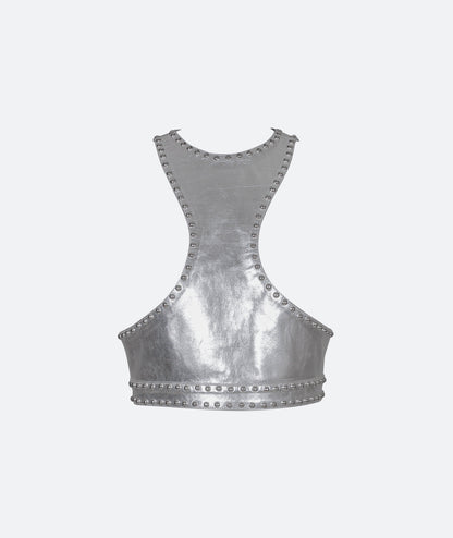 Orial Leather Vest Silver