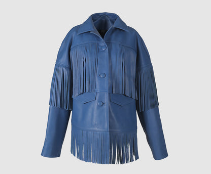 Pyrus Leather Jacket Navy Blue