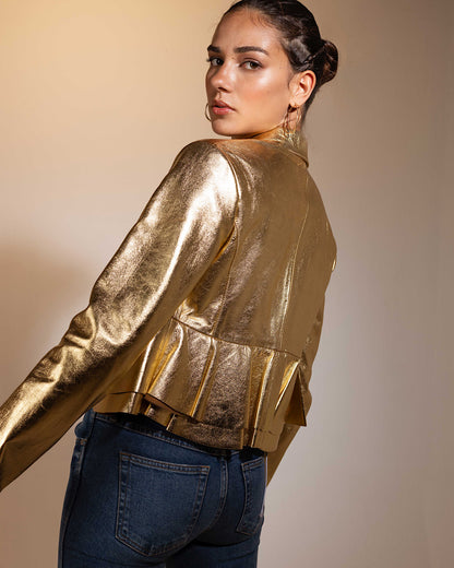 Rayon De Soliel Leather Jacket Gold