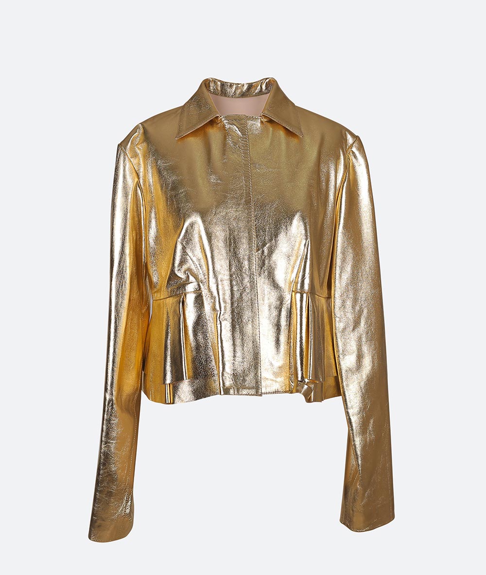 Rayon De Soliel Leather Jacket Gold