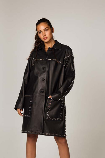 Sirius Leather Coat Black