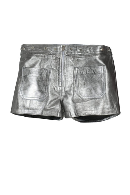 Sterling Leather Shorts Washed Silver