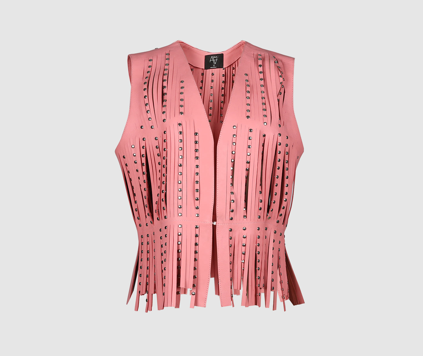 Studded Ayla Leather Vest Blush Pink
