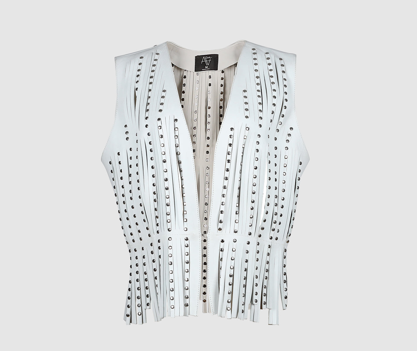 Studded Ayla Leather Vest White
