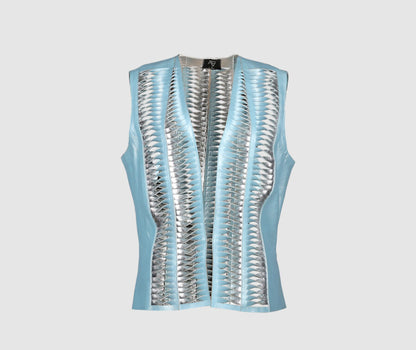 Surge Leather Vest Electric Baby Blue
