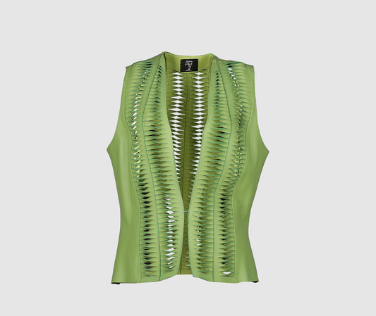 Surge Leather Vest Lime Green