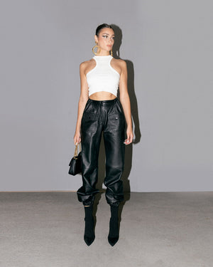 Tempest Leather Cargo Joggers Black
