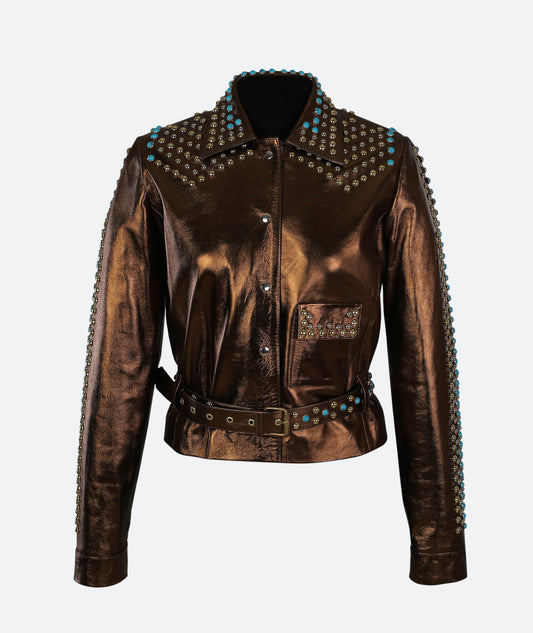 Topaz Leather Jacket Copper